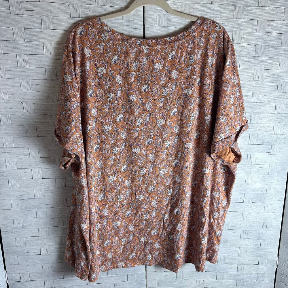 J Jill Womens everyday TShirt floral cuff sleeve round collar plus size ￼ - Picture 2 of 7